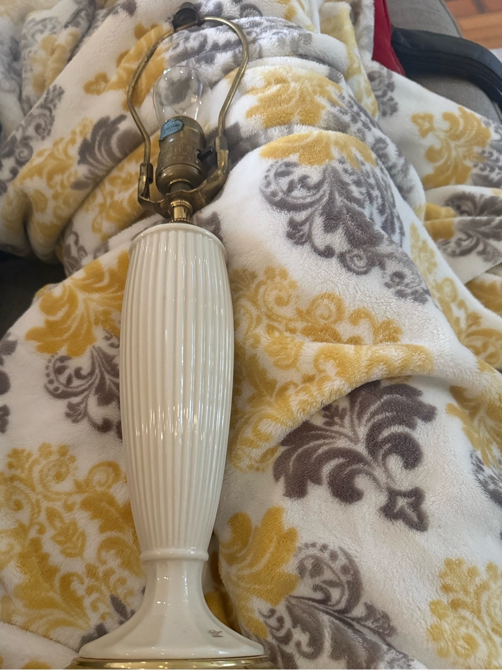 Lenox Cream Ceramic Table Lamp with Gold Base
